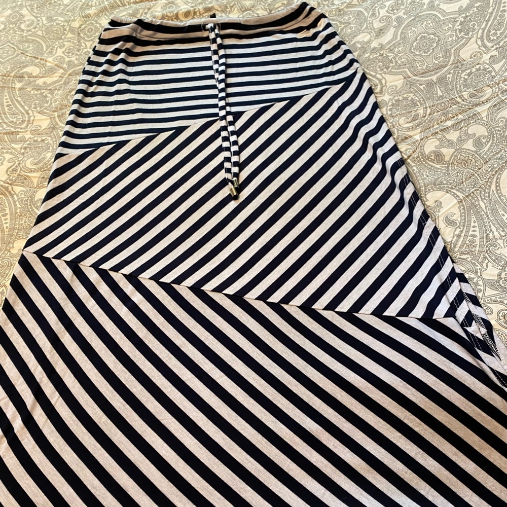 Geometric striped maxi skirt